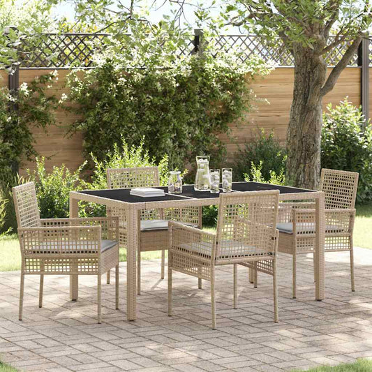 Garten Essgruppe 5 pcs Beige Poly Rattan