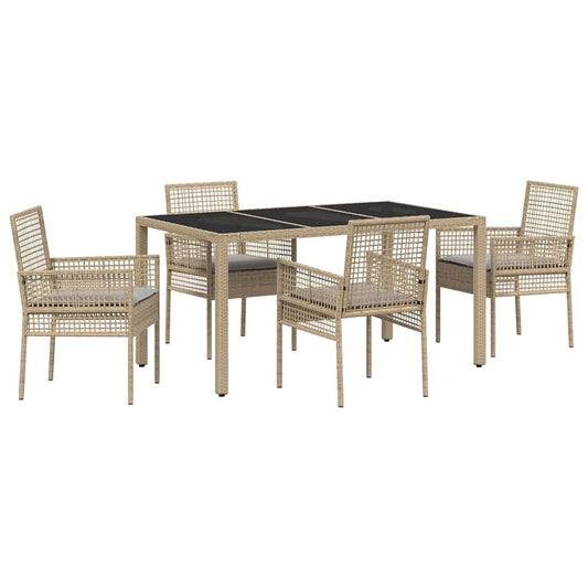 Garten Essgruppe 5 pcs Beige Poly Rattan