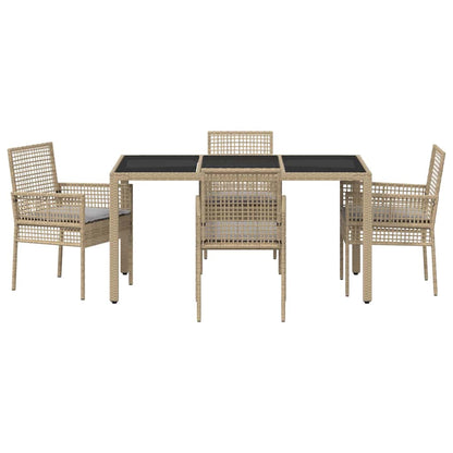 Garten Essgruppe 5 pcs Beige Poly Rattan