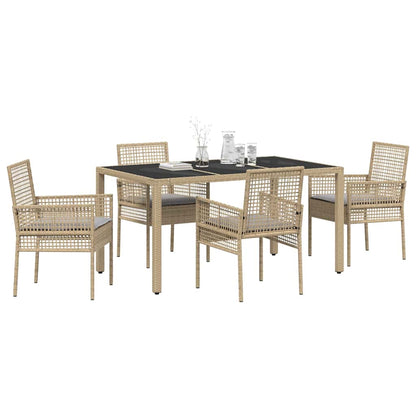 Garten Essgruppe 5 pcs Beige Poly Rattan
