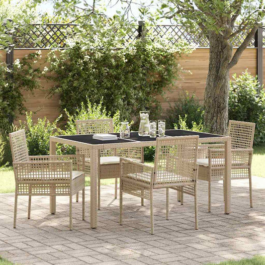 Garten Essgruppe 5 pcs Beige Poly Rattan