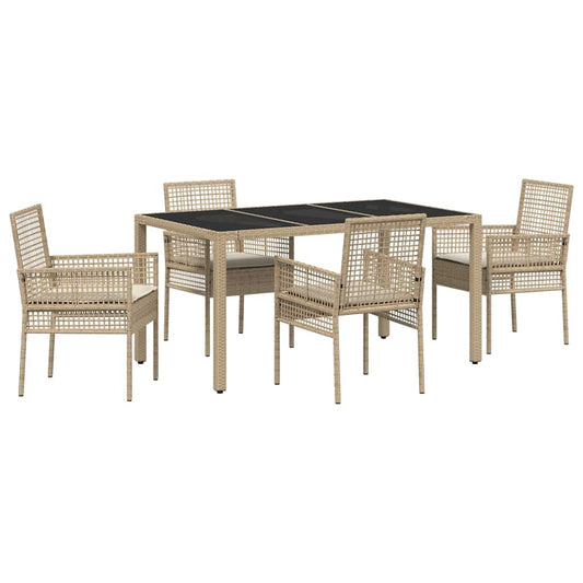 Garten Essgruppe 5 pcs Beige Poly Rattan
