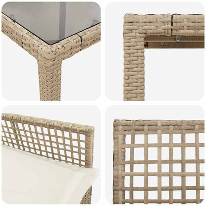 Garten Essgruppe 7 pcs Beige Poly Rattan