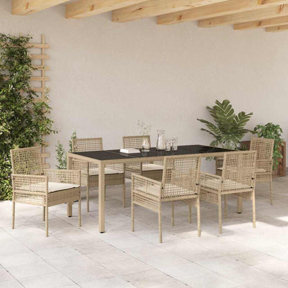 Garten Essgruppe 7 pcs Beige Poly Rattan