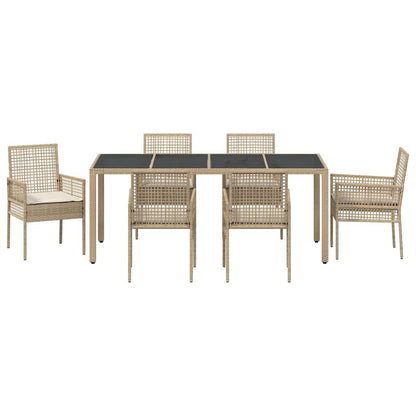 Garten Essgruppe 7 pcs Beige Poly Rattan