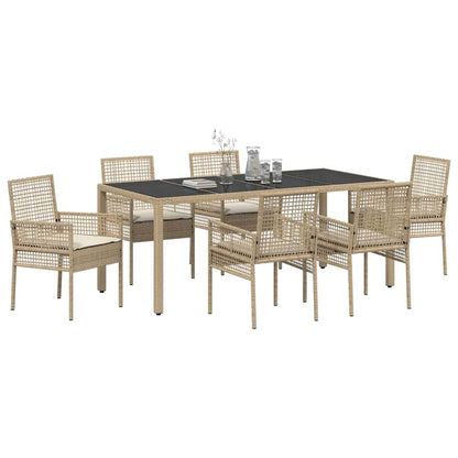 Garten Essgruppe 7 pcs Beige Poly Rattan