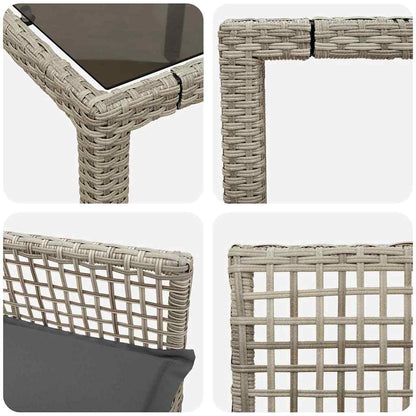 Garten Essgruppe 5 pcs Hellgrau Poly Rattan