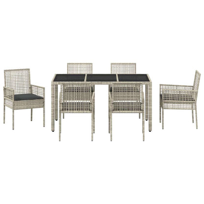 Garten Essgruppe 7 pcs Hellgrau Poly Rattan
