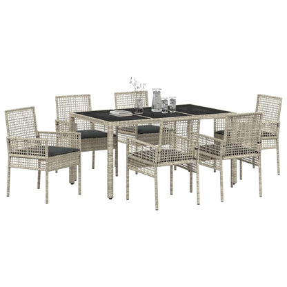 Garten Essgruppe 7 pcs Hellgrau Poly Rattan