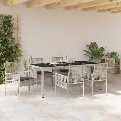 Garten Essgruppe 7 pcs Hellgrau Poly Rattan
