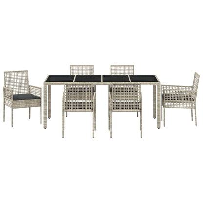 Garten Essgruppe 7 pcs Hellgrau Poly Rattan