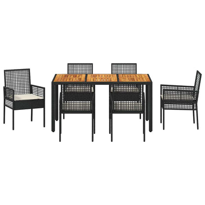 Garten Essgruppe 7 pcs Schwarz Poly Rattan