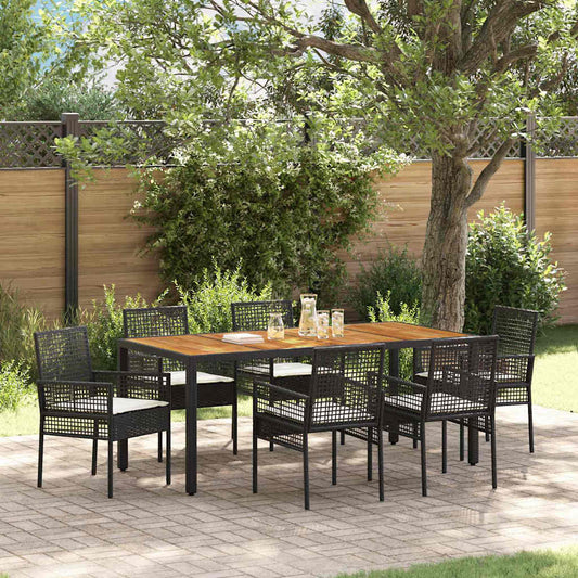Garten Essgruppe 7 pcs Schwarz Poly Rattan