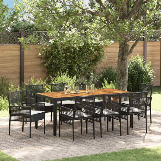 Garten Essgruppe 9 pcs Schwarz Poly Rattan