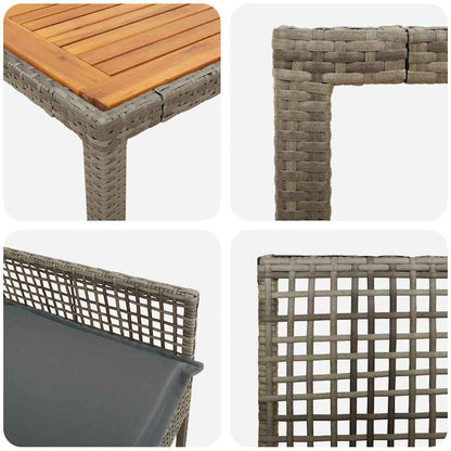 Garten Essgruppe 7 pcs Grau Poly Rattan