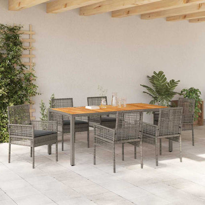 Garten Essgruppe 7 pcs Grau Poly Rattan