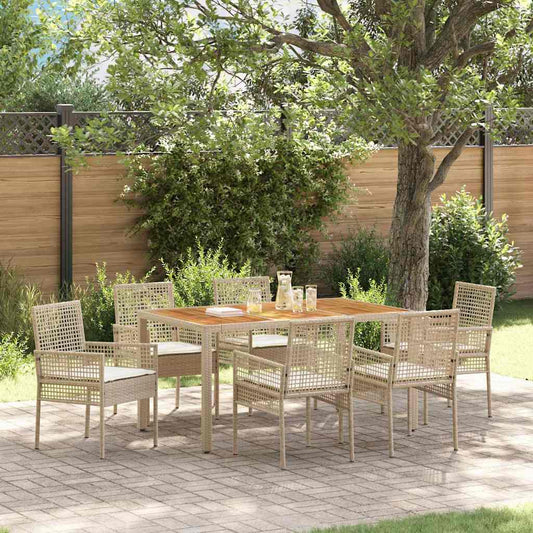 Garten Essgruppe 7 pcs Beige Poly Rattan