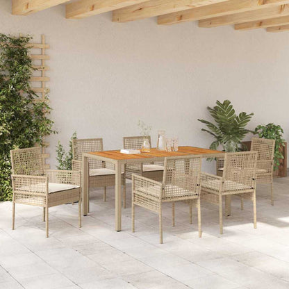 Garten Essgruppe 7 pcs Beige Poly Rattan