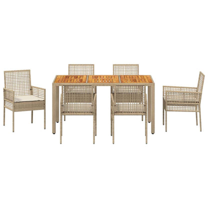 Garten Essgruppe 7 pcs Beige Poly Rattan