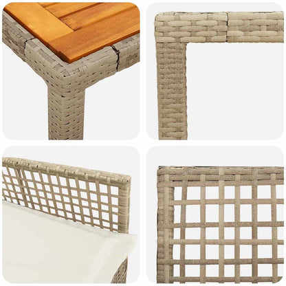 Garten Essgruppe 9 pcs Beige Poly Rattan