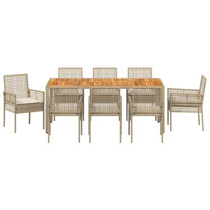 Garten Essgruppe 9 pcs Beige Poly Rattan