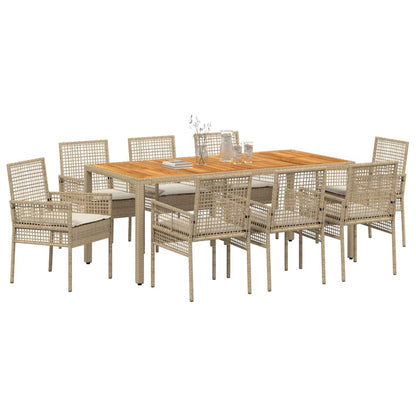 Garten Essgruppe 9 pcs Beige Poly Rattan