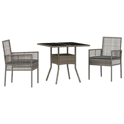 Garten Essgruppe 3 pcs Grau Poly Rattan