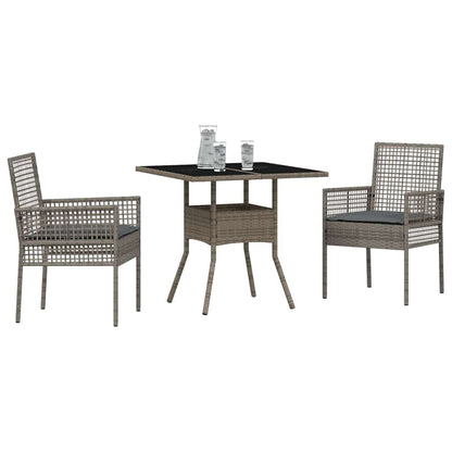 Garten Essgruppe 3 pcs Grau Poly Rattan