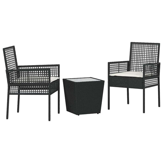 Garten Bistro Set 3 pcs Schwarz Poly Rattan