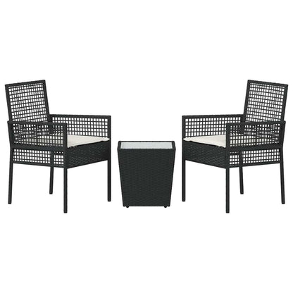 Garten Bistro Set 3 pcs Schwarz Poly Rattan