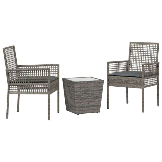 Garten Bistro Set 3 pcs Grau Poly Rattan