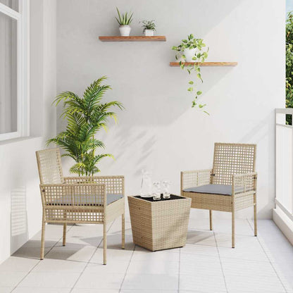 Garten Bistro Set 3 pcs Beige Poly Rattan