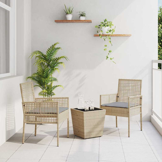 Garten Bistro Set 3 pcs Beige Poly Rattan