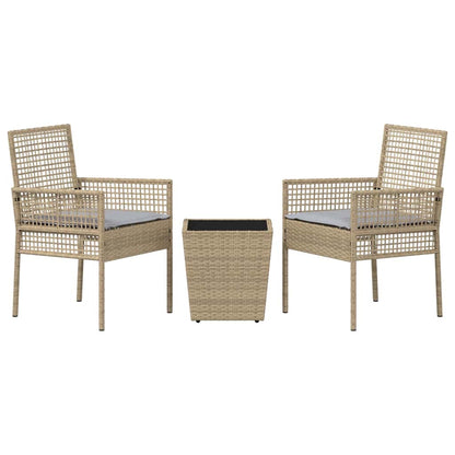 Garten Bistro Set 3 pcs Beige Poly Rattan
