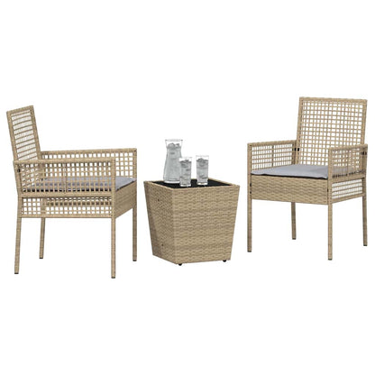 Garten Bistro Set 3 pcs Beige Poly Rattan