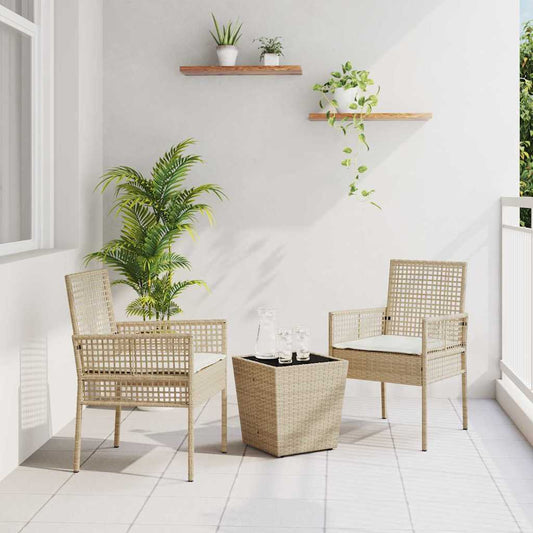 Garten Bistro Set 3 pcs Beige Poly Rattan