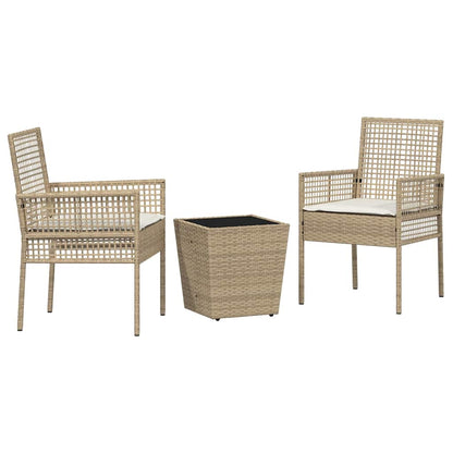 Garten Bistro Set 3 pcs Beige Poly Rattan