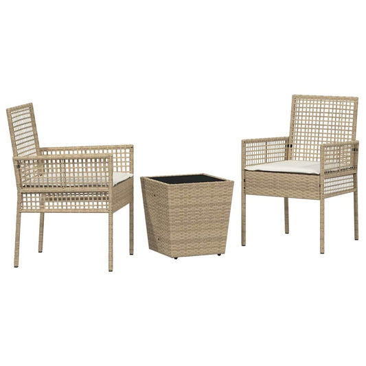 Garten Bistro Set 3 pcs Beige Poly Rattan