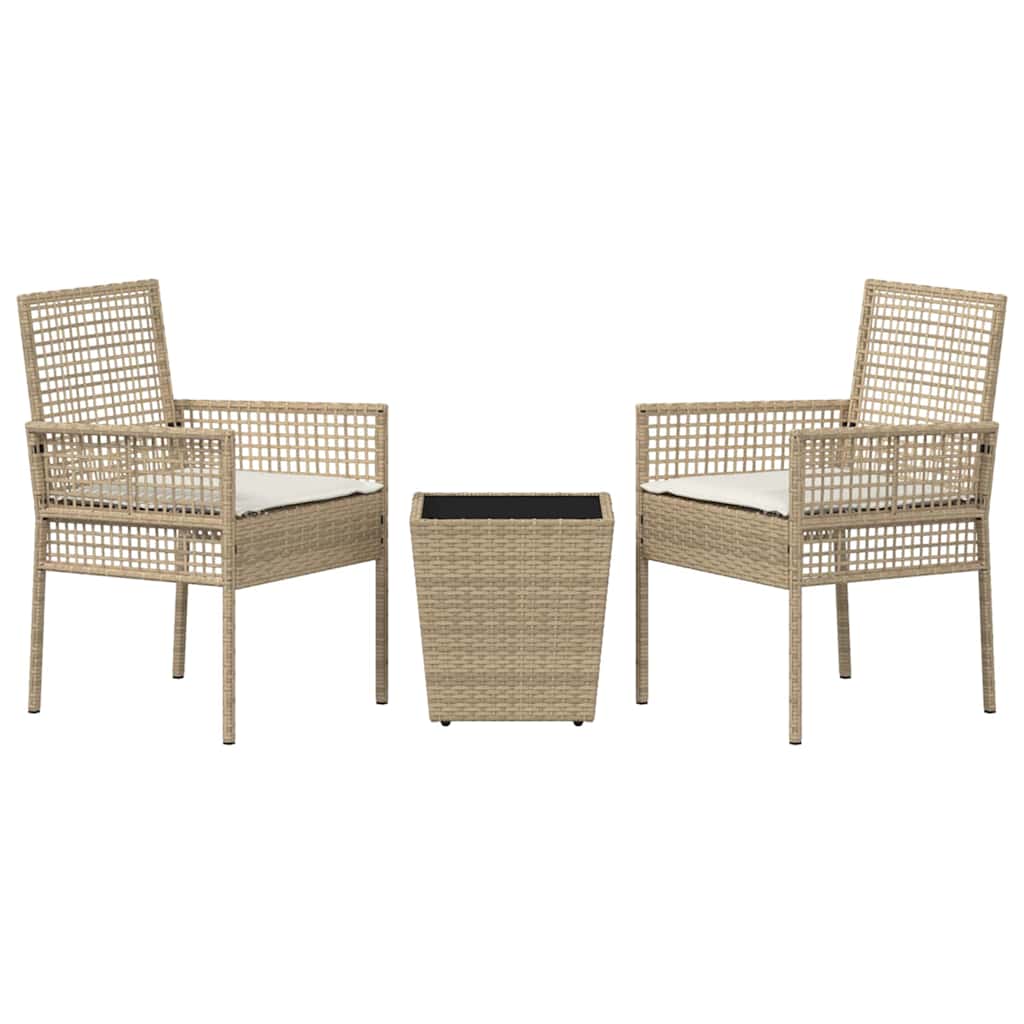 Garten Bistro Set 3 pcs Beige Poly Rattan