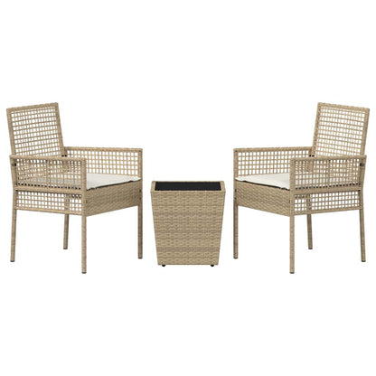 Garten Bistro Set 3 pcs Beige Poly Rattan