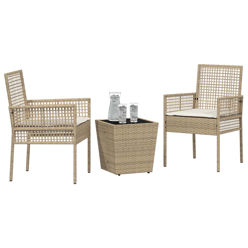 Garten Bistro Set 3 pcs Beige Poly Rattan