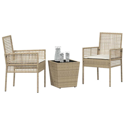Garten Bistro Set 3 pcs Beige Poly Rattan