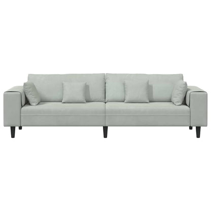 Samt Sofa mit Kissen Hellgrau 208 cm Samt