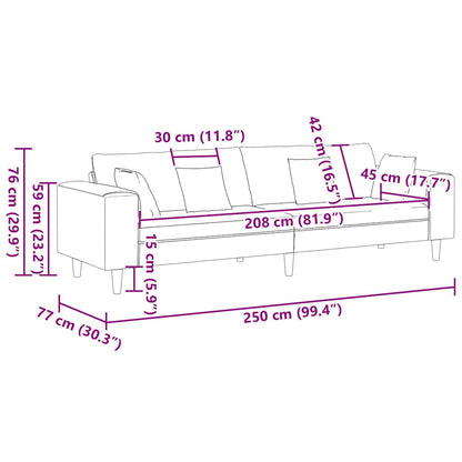 Samt Sofa mit Kissen Rosa 209 cm Samt