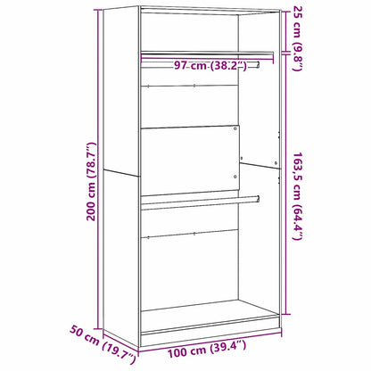 Kleiderschrank Schwarze Eiche 100 x 50 x 200 cm Holzwerkstoff
