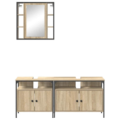 Badezimmerschrankset mit Tür 3 pcs Sonoma Eiche 80 x 30 x 60 cm