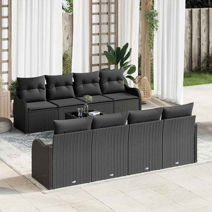Garten-Sofa-Set 9 pcs Schwarz 55 x 55 x 37 cm Poly Rattan