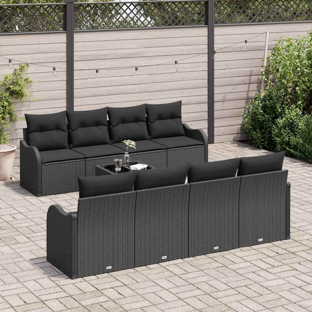 Garten-Sofa-Set 9 pcs Schwarz 55 x 55 x 37 cm Poly Rattan
