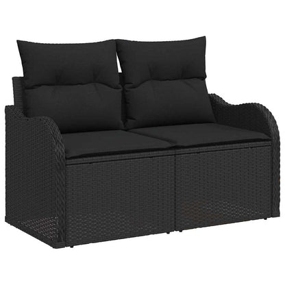 Garten-Sofa-Set 9 pcs Schwarz 55 x 55 x 37 cm Poly Rattan