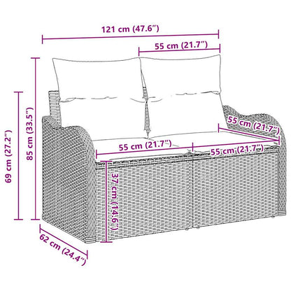 Garten-Sofa-Set 9 pcs Schwarz 55 x 55 x 37 cm Poly Rattan